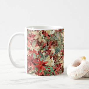 Mug Rustique Elégant vacances Poinsettia Noël Floral