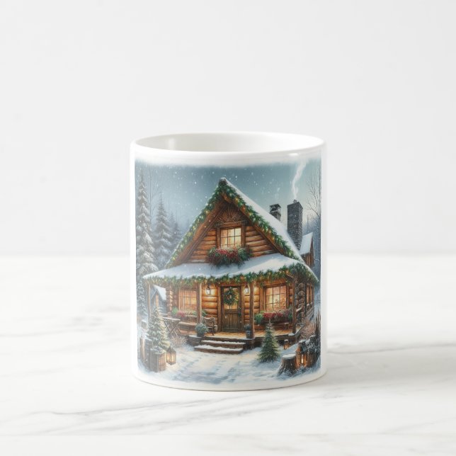 Mug Rustique hiver/Noël cabine enneigé (Centre)