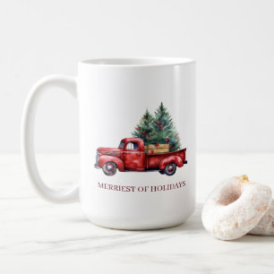 Mug Rustique Noël Camion rouge Merriest des vacances