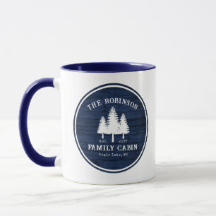 Mug Rustique Pays Famille Cabines Arbres Style Bois Bl