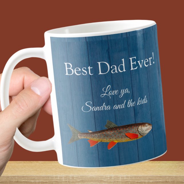 Mug Rustique Pêcheur Marine Bleu Meilleur Papa Jamais  (Créateur téléchargé)