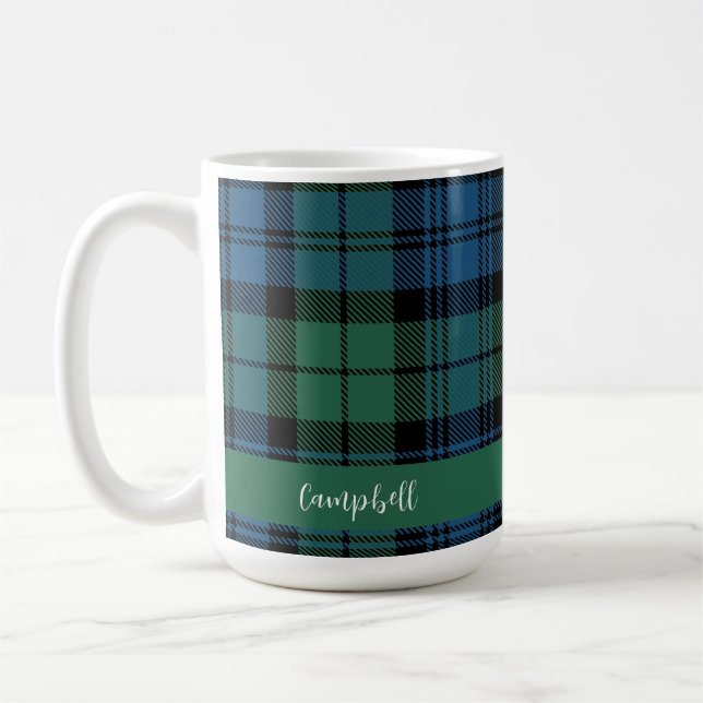 Mug Rustique Plaid Campbell Tartan Script personnalisé (Gauche)