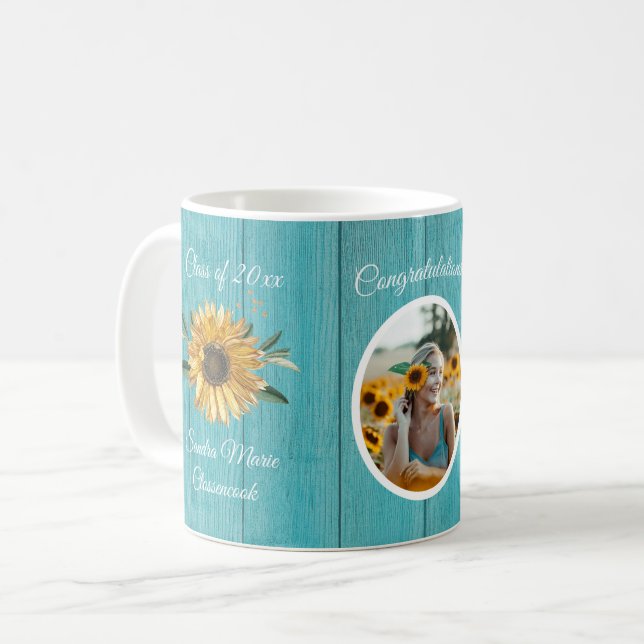Mug Rustique Turquoise Bleu Barne Bois (Devant gauche)