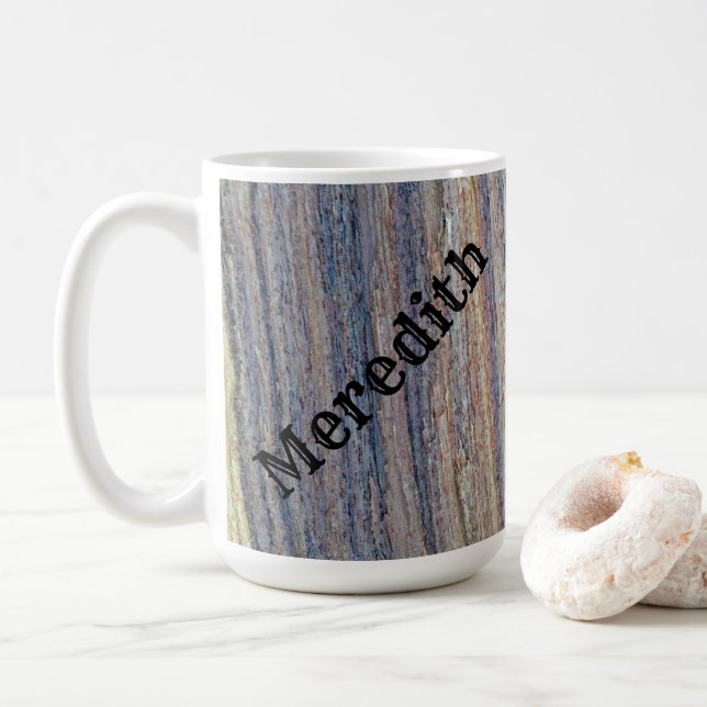 Mug Rustique Woodgrain Photo Vertical Stripe Nature (Avec donut)
