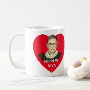 Mug Ruth Bader Ginsburg Diva Suprême teintée Coeur Rou