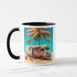 Mug RV rétro et palmiers