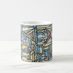 Mug Rythme en bleu - Art géométrique moderne aquarelle