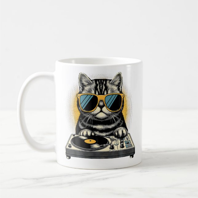 Mug Rythmes Félin Dj Chat Synthwave Kitty Mix (Gauche)