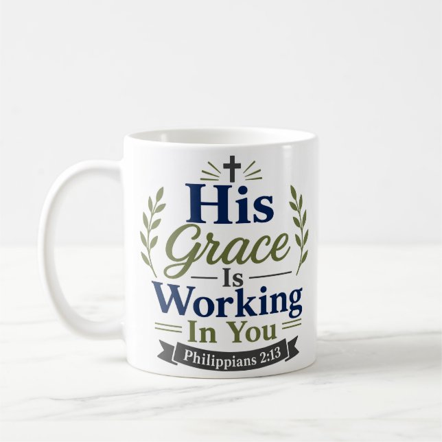 Mug Sa Grâce Agit En Vous Citation Scripturaire (Gauche)