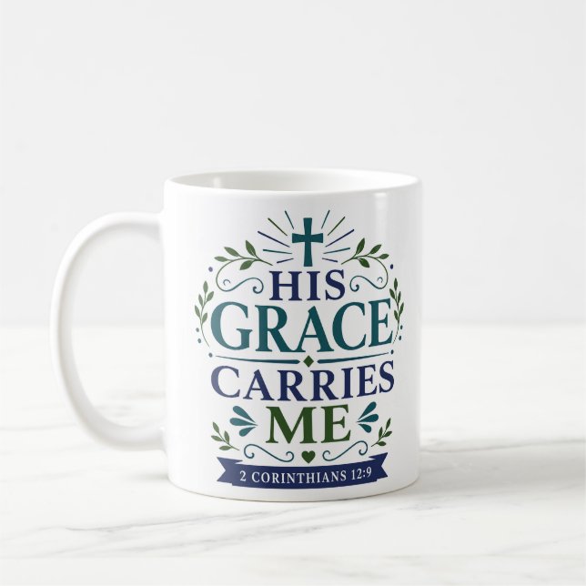 Mug Sa Grâce Me Porte Chaque Jour Citation De L'Écritu (Gauche)