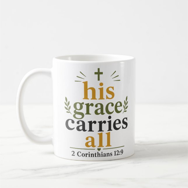 Mug Sa Grâce Porte Toute Citation de l'Écriture Chréti (Gauche)