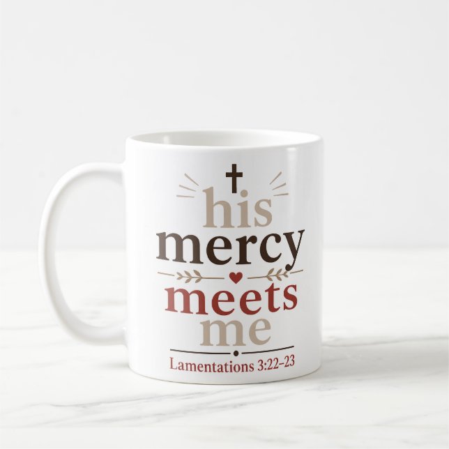 Mug Sa miséricorde me rencontre Inspiration chrétienne (Gauche)