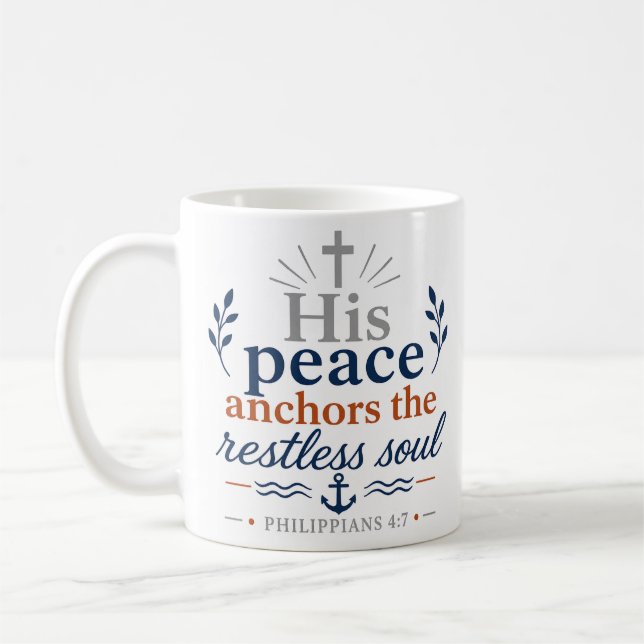 Mug Sa Paix Ancre L'Âme Inquiète Citation Moderne (Gauche)