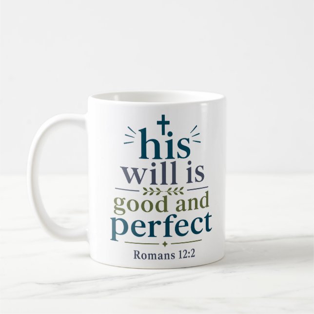 Mug Sa Volonté Est Bonne Et Parfaite Moderne Chrétien (Gauche)