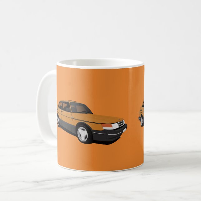 Mug Saab 900 Turbo 16 Aero, deux images orange (Devant gauche)