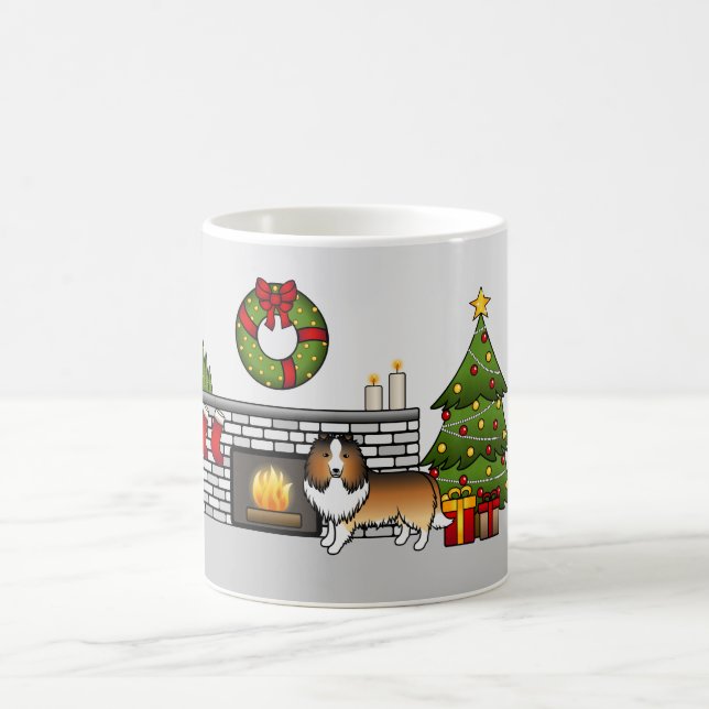 Mug Sable Shetland Sheepdog Chien Dans Une Salle De No (Centre)