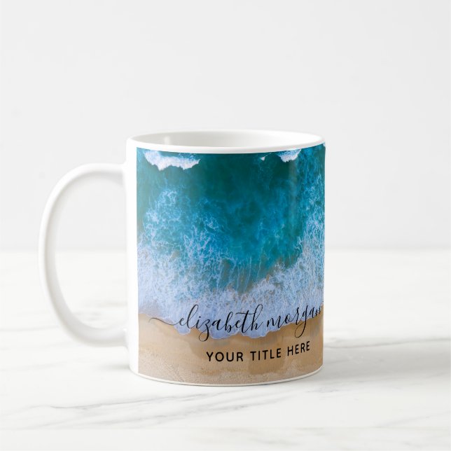 Mug Sable tropical et plage Ocean Waves Nom (Gauche)