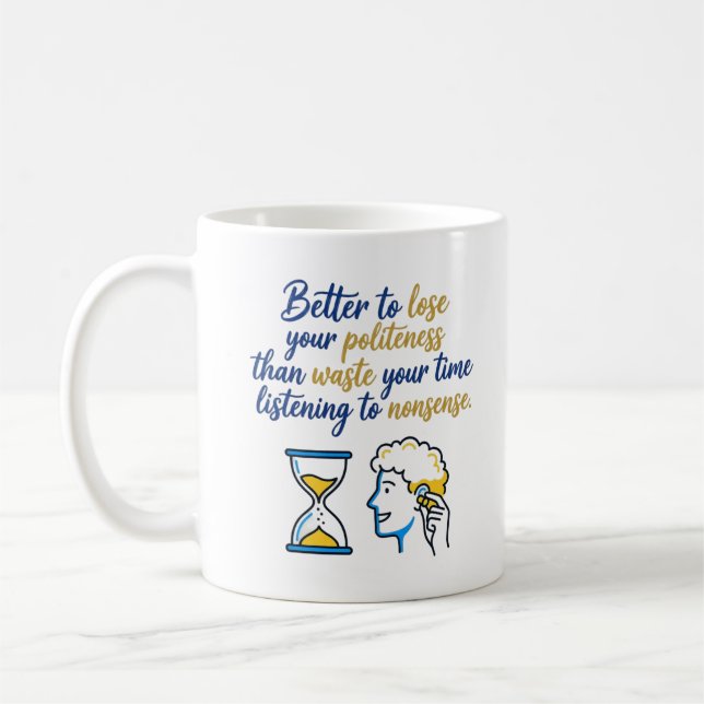 Mug Sablier & Citation de profil (Gauche)