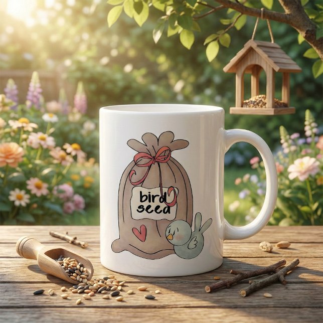 Mug Sac à graines d'oiseaux avec cou et coeur (Créateur téléchargé)