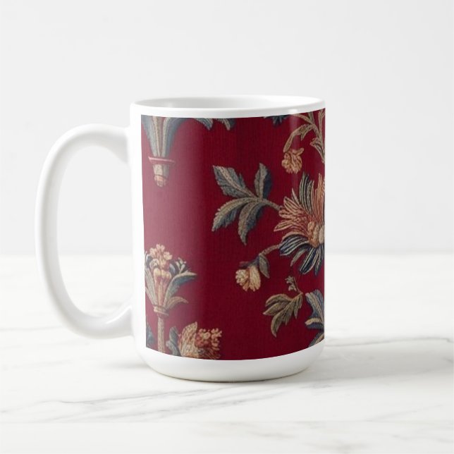 Mug Sac broderie medievale fleurie en rouge bordeaux (Gauche)