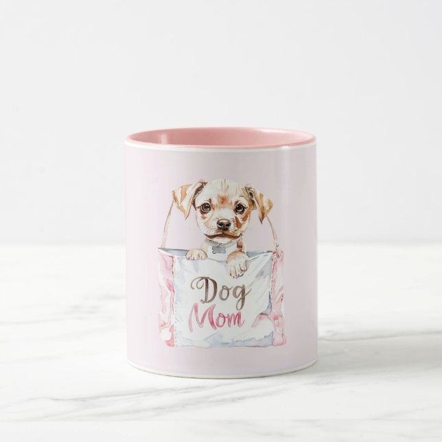 Mug Sac de maman de chien rose blush (Centre)
