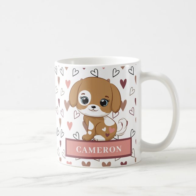 Mug Sac fourre-tout rose chiot mignon et doux (Droite)