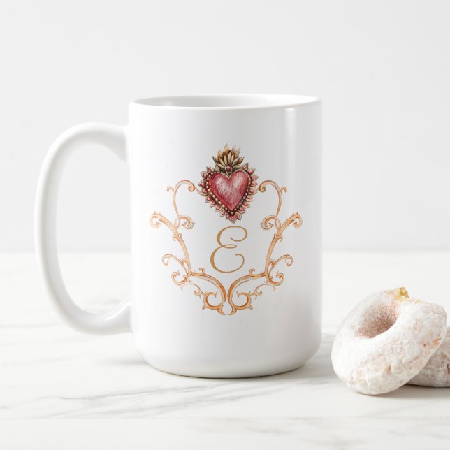Mug Sacré Coeur Baroque Monogramme (Avec donut)