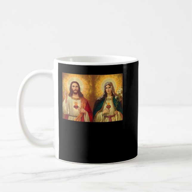 Mug Sacré Coeur et Immaculé Coeur Image Jésus et (Gauche)