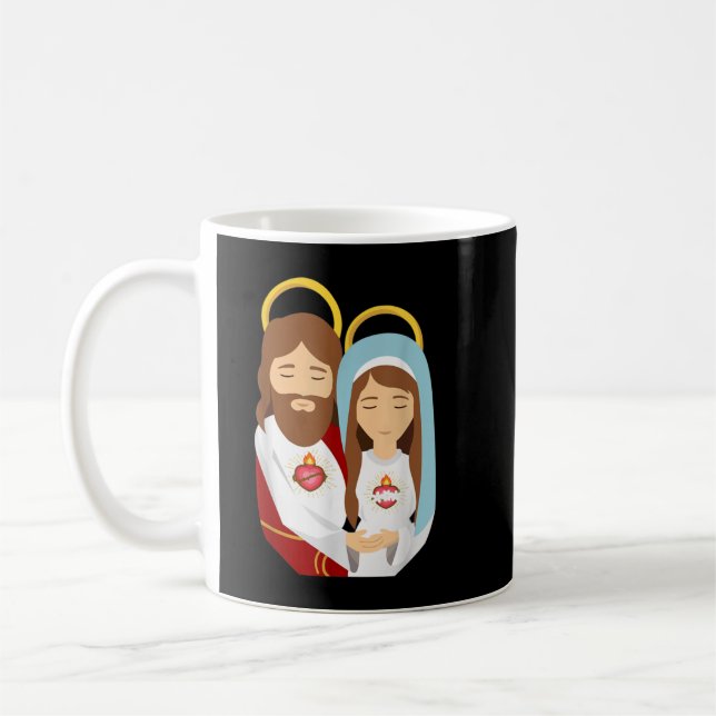 Mug Sacré Coeur et Immaculé Coeur Image Jésus et (Gauche)