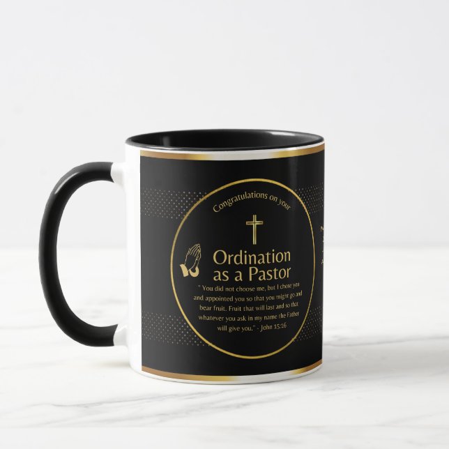 Mug Sacré Nouveau Ordonné Pasteur Bible Verse Personna (Gauche)