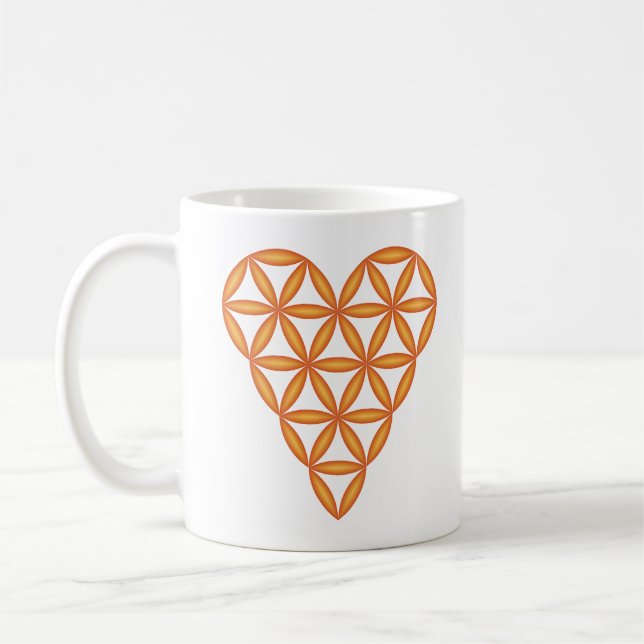 Mug Sacred Heart - Coeur de vie, 3D/Orange. (Gauche)