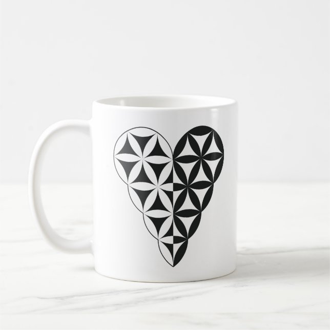 Mug Sacred Heart - Coeur de vie, Dual-Wh/Bl. (Gauche)