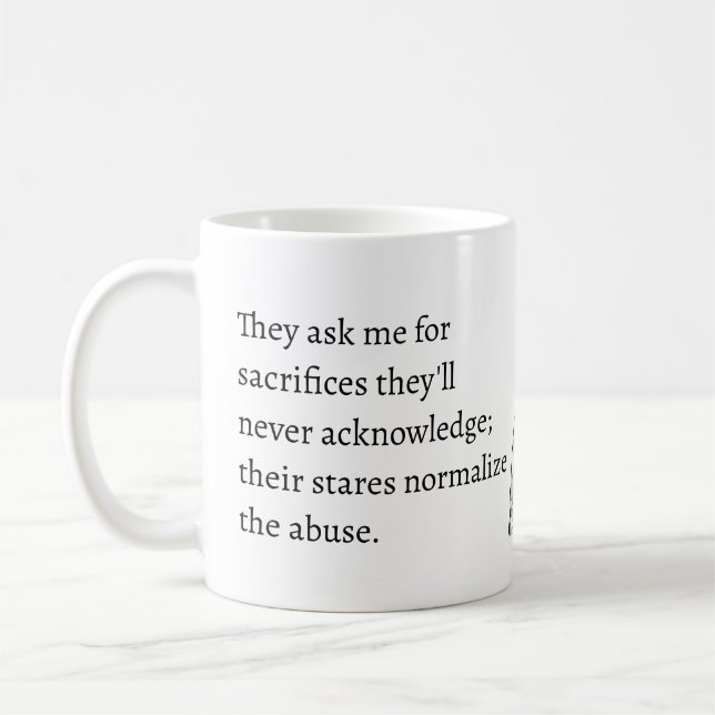 Mug sacrifices they'll never acknowledge abuse (Gauche)