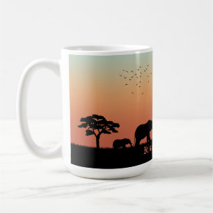 Mug Safari Afrique Sunset Elephant Silhouette