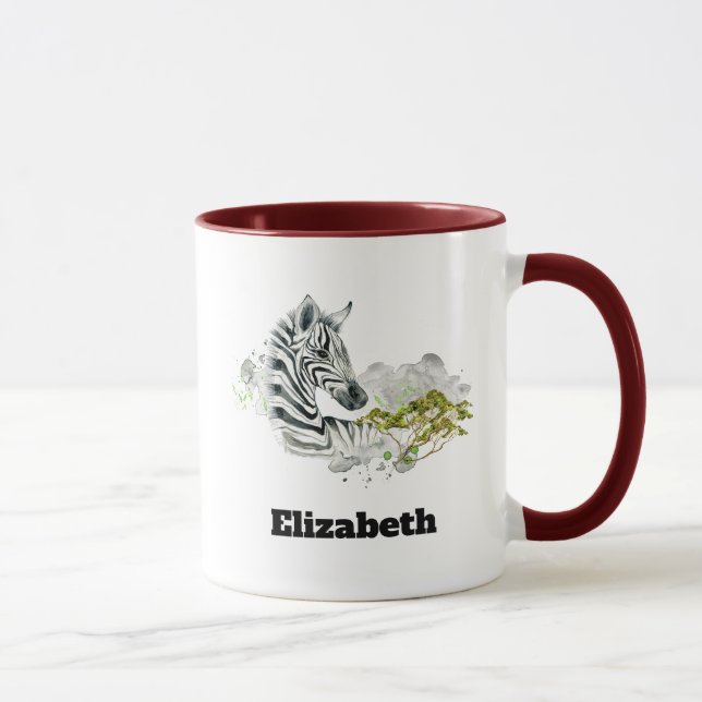 Mug Safari Zebra Wild Animal Exotique En Aquarelles (Droite)