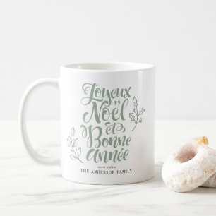 Mug Sage Green Joyeux Noël et Bonne Année Calligraphie