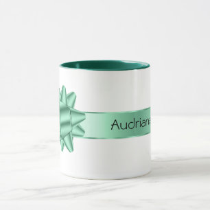 Mug Sage Green Ribbon Bow Noël