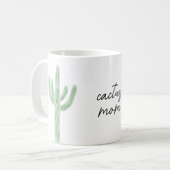 Mug Sage Green Saguaro Cactus Maman Aquarelle (Devant gauche)