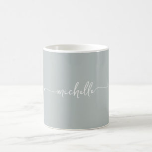 Mug Sage Green Stylet Monogramme Signature Script
