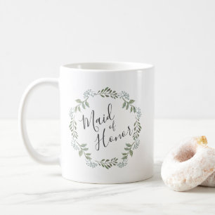 Mug Sage Greenery Wreath Botanical Maid of Honor