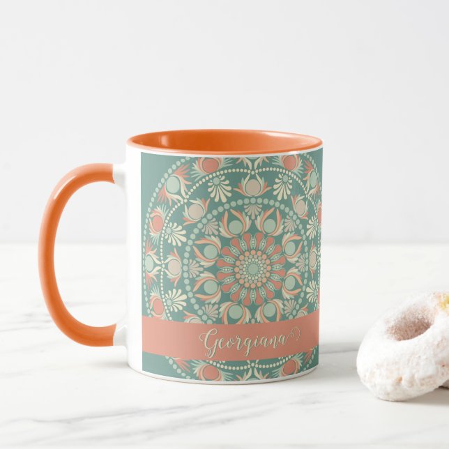 Mug Sage rétro et Mandala de sable personnalisé (Avec donut)