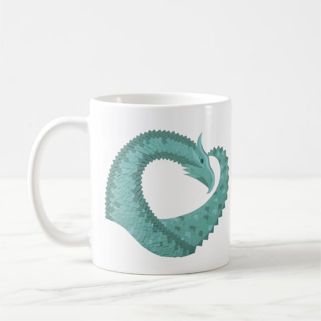 Mug Sage vert coeur dragon sur blanc (Gauche)