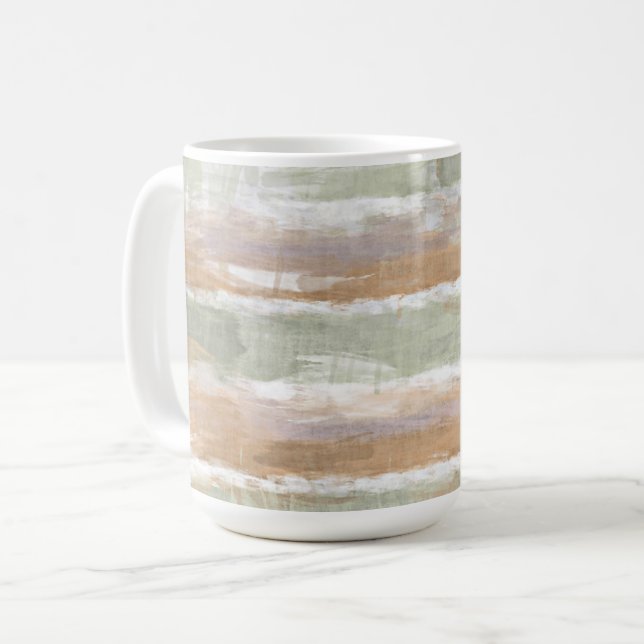 Mug Sage Vert Violet Orange Blanc Aquarelle Bandes (Devant gauche)