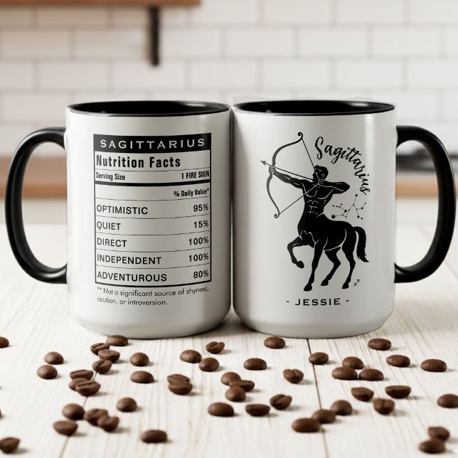 Mug Sagittaire Signe du zodiaque Astrologie Nutrition  (Sagittarius Zodiac Sign Astrology Nutrition Facts Mug
)