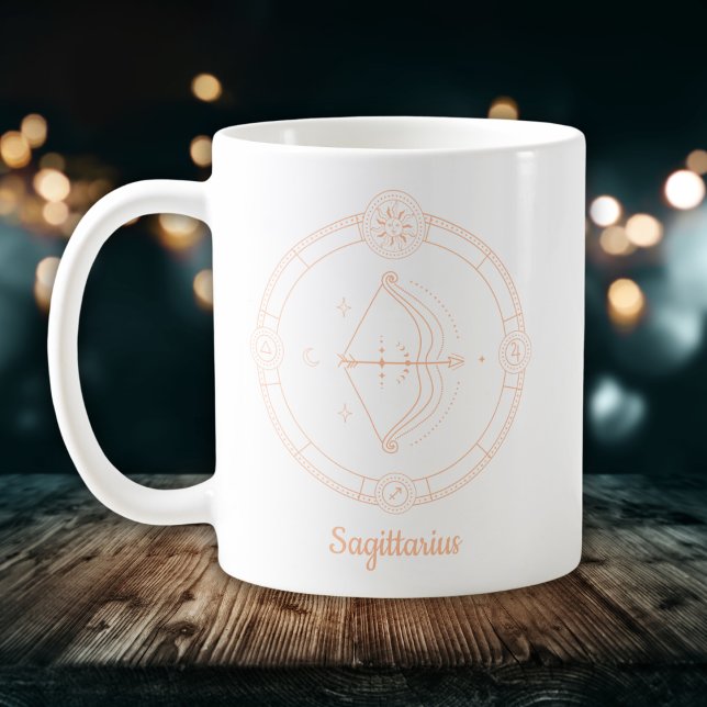 Mug Sagittaire Zodiaque Ligne d'Art Blanc Pêche (Créateur téléchargé)