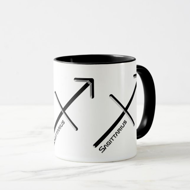 Mug SAGITTARIUS, Conception abstraite du signe zodiaqu (Devant droit)