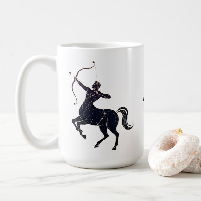 Mug Sagittarius Constellation Line Art – Cosmic Zodiac (Avec donut)