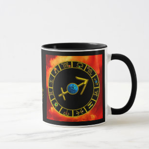 Mug SAGITTARIUS Gold Blue Zodiac Jewel Astrology Chart