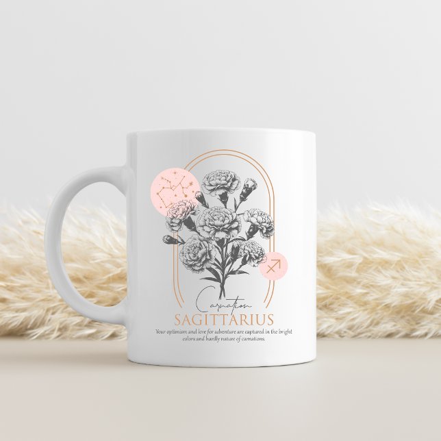 Mug Sagittarius zodiac fleur de naissance mois anniver (Carnation birth month flower mug)