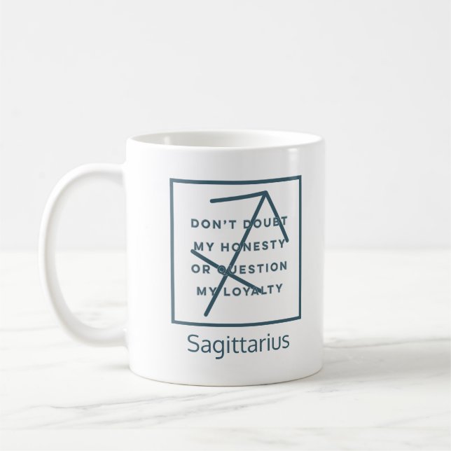 Mug Sagittarius Zodiac Sign Fun Citation Texte Bleu (Gauche)